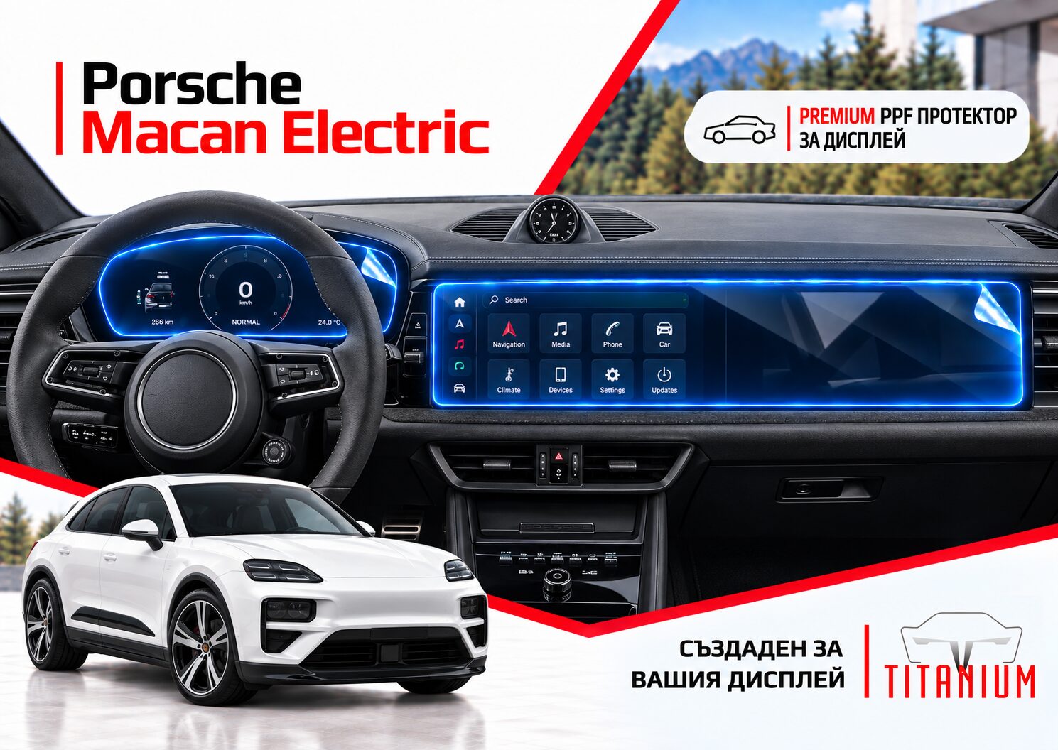 Porsche Macan II Electric 2024+ | PPF протектор за дисплей